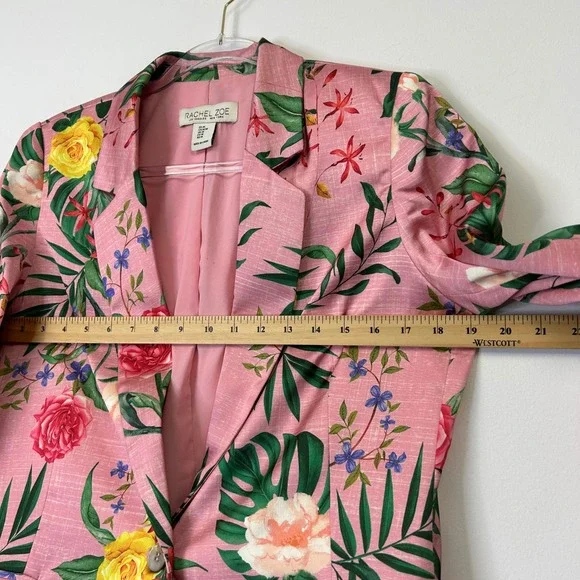 Rachel Zoe Pink Floral Tropical Blazer Jacket Women's Medium - Picture 4 of 11